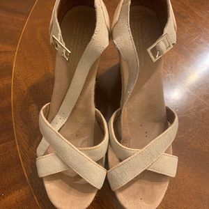 Toms strappy wedge in metallic suede. Worn once.